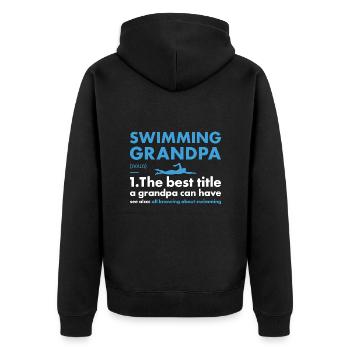 Sport Grandpa Swimming - Unisex Premium Bio Zip Hoodie - Schwarz - Hinten - Nico (187cm)