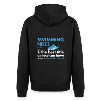 Sport Niece Swimming - Unisex Premium Bio Zip Hoodie - Schwarz - Hinten - Nico (187cm)