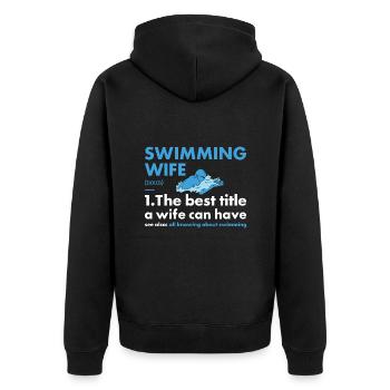 Sport Wife Surfing - Unisex Premium Organic Zip Hoodie - black - Back - Nico (187cm)