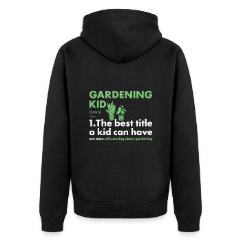 Jardinier Kid Définition Jardinage - Veste à capuche bio Premium Unisexe - noir - Dos - Nico (187cm)