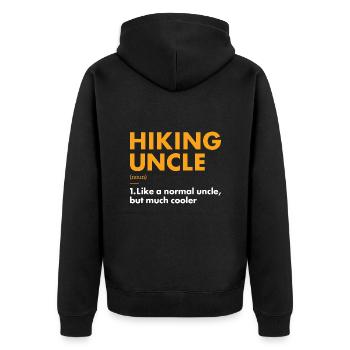 Hiker Uncle Definition Hiking - Unisex Premium Bio Zip Hoodie - Schwarz - Hinten - Nico (187cm)