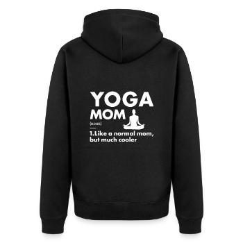 Yogi Mom Definition Yoga - Unisex Premium Bio Zip Hoodie - Schwarz - Hinten - Nico (187cm)