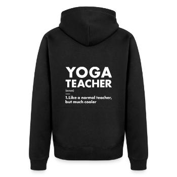 Yogi Teacher Definition Yoga - Unisex Premium Bio Zip Hoodie - Schwarz - Hinten - Nico (187cm)