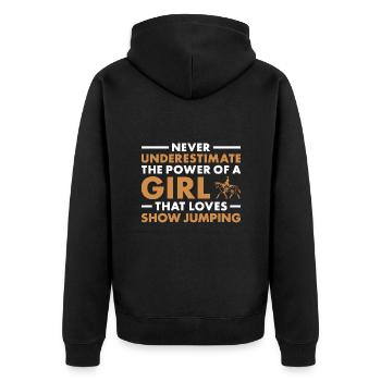 Jumper Ne sous-estimez jamais le pouvoir d’une fille - Veste à capuche bio Premium Unisexe - noir - Dos - Nico (187cm)