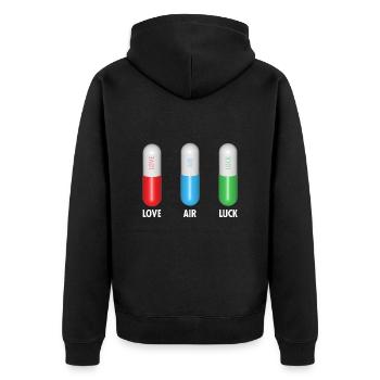 Pills for Love Air Luck - Unisex Premium Organic Zip Hoodie - black - Back - Nico (187cm)