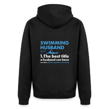 Sport Husband Swimming - Unisex Premium Bio Zip Hoodie - Schwarz - Hinten - Nico (187cm)