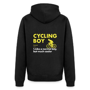 Sport Boy Cycling - Unisex Premium Bio Zip Hoodie - Schwarz - Hinten - Nico (187cm)