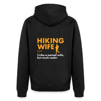 Hiker Wife Definition Hiking - Unisex Premium Bio Zip Hoodie - Schwarz - Hinten - Nico (187cm)