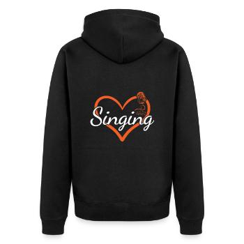 Singer Heart Singing - Unisex Premium Bio Zip Hoodie - Schwarz - Hinten - Nico (187cm)
