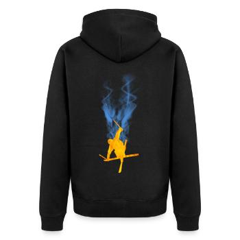 Freestyle Ski Flammen - Unisex Premium Bio Zip Hoodie - Schwarz - Hinten - Nico (187cm)
