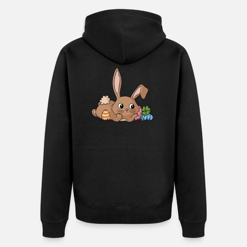 Träumender Comic Osterhase - Unisex Premium Bio Zip Hoodie - Schwarz