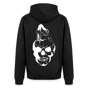 Mermaid on Skull - Unisex Premium Organic Zip Hoodie - black - Back - Nico (187cm)