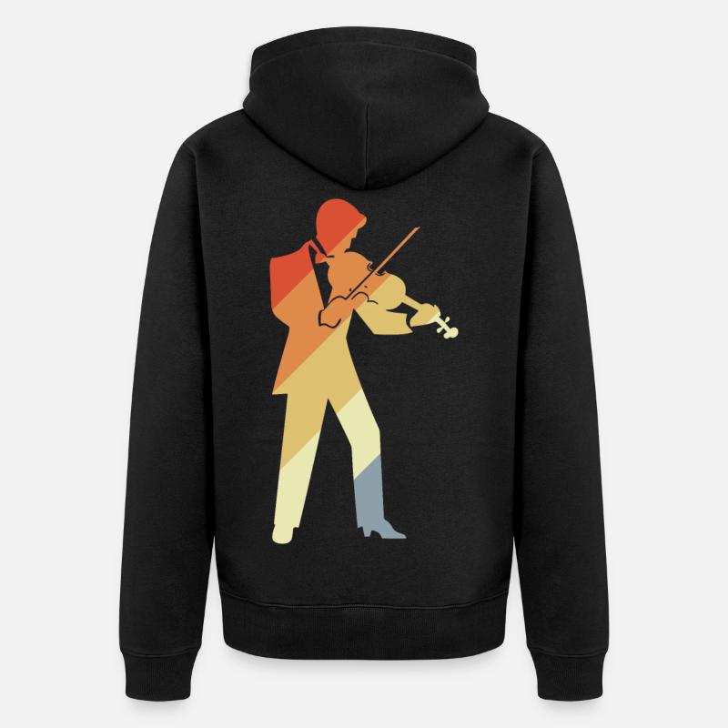 Graphique de violoniste rétro - Veste à capuche bio Premium Unisexe - noir