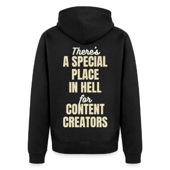 Special Place in Hell - Citation amusante du créateur -Lumière - Veste à capuche bio Premium Unisexe - noir - Dos - Nico (187cm)