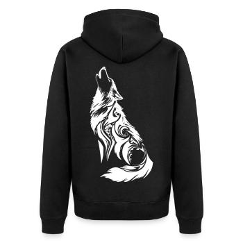 Tribal Wolf Nordic Tattoo - Unisex Premium Organic Zip Hoodie - black - Back - Nico (187cm)
