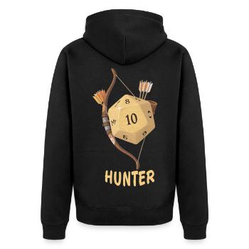 D20 avec arc et flèche – Dés fantastiques de chasseur - Veste à capuche bio Premium Unisexe - noir - Dos - Nico (187cm)