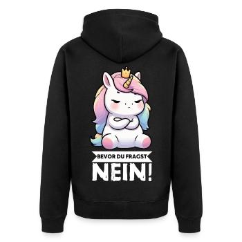 Avant que vous ne demandiez, pas de licorne licornes fan de licorne - Veste à capuche bio Premium Unisexe - noir - Dos - Nico (187cm)