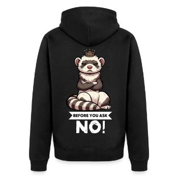 Before You Ask Frettchen Frettchenbesitzer Nager - Unisex Premium Bio Zip Hoodie - Schwarz - Hinten - Nico (187cm)