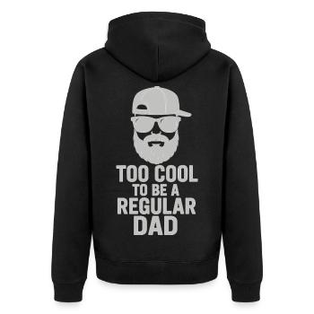 Cooler Papa: Bart, Cap & Brille – Vatertag Idee - Unisex Premium Bio Zip Hoodie - Schwarz - Hinten - Nico (187cm)