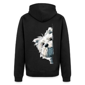 Westie Terrier Spieur Mignon Amoureux des Chiens Produits dérivés - Veste à capuche bio Premium Unisexe - noir - Dos - Nico (187cm)