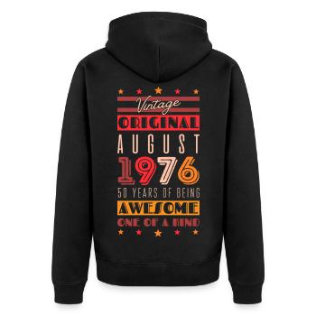 Vintage 1976: 50 years - Unisex Premium Organic Zip Hoodie - black - Back - Nico (187cm)
