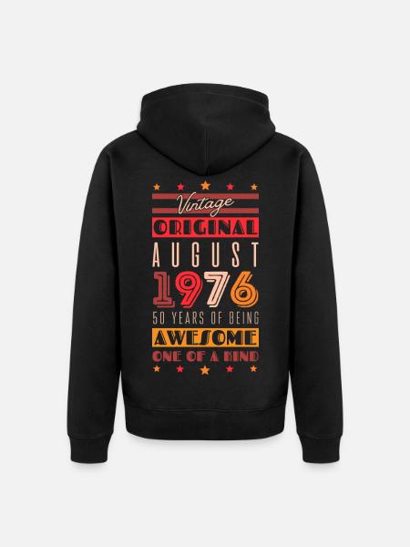 Vintage 1976: 50 lat - Ekologiczna rozpinana bluza z kapturem Premium unisex - czarny