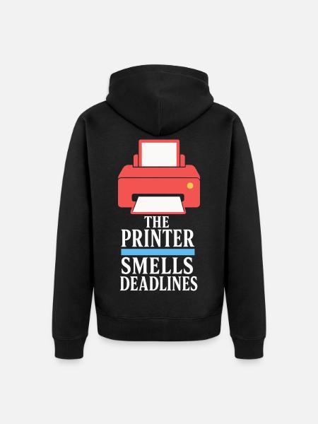 Drucker riecht nach Deadlines - Unisex Premium Bio Zip Hoodie - Schwarz