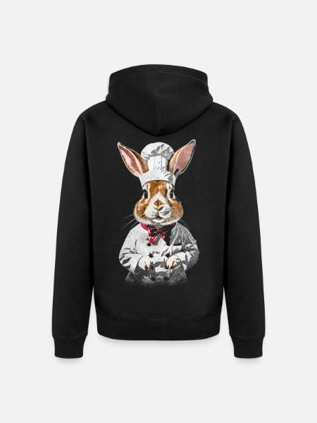 Chef Rabbit - Unisex Premium Bio Zip Hoodie - Schwarz