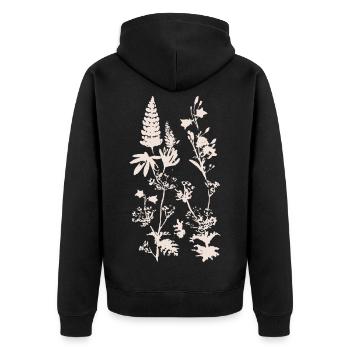 WIESENPFLANZEN - Unisex Premium Bio Zip Hoodie - Schwarz - Hinten - Nico (187cm)