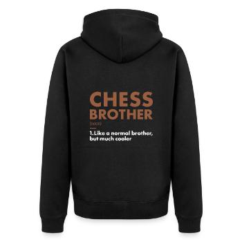 Chess Player Brother Definition Chess - Unisex Premium Organic Zip Hoodie - black - Back - Nico (187cm)
