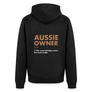 Dog Aussie Owner Definition - Unisex Premium Bio Zip Hoodie - Schwarz - Hinten - Nico (187cm)