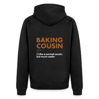Baker Cousin Definition Baking - Unisex Premium Organic Zip Hoodie - black - Back - Nico (187cm)