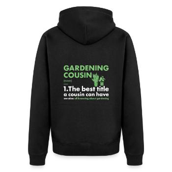 Jardinier Cousin Définition Jardinage - Veste à capuche bio Premium Unisexe - noir - Dos - Nico (187cm)