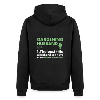 Jardinier Mari Définition Jardinage - Veste à capuche bio Premium Unisexe - noir - Dos - Nico (187cm)