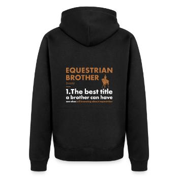 Sport Brother Definition Equestrian - Unisex Premium Organic Zip Hoodie - black - Back - Nico (187cm)
