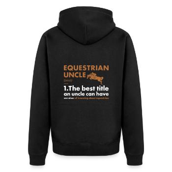 Sport Uncle Definition Equestrian - Unisex Premium Bio Zip Hoodie - Schwarz - Hinten - Nico (187cm)