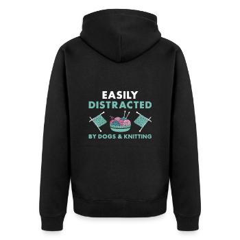 Tricoteuse facilement distraite par les chiens et le tricot - Veste à capuche bio Premium Unisexe - noir - Dos - Nico (187cm)