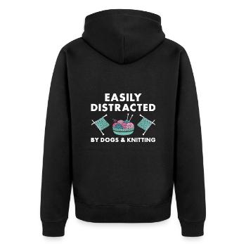 Tricoteuse facilement distraite par les chiens et le tricot - Veste à capuche bio Premium Unisexe - noir - Dos - Nico (187cm)
