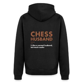 Chess Player Husband Definition Chess - Unisex Premium Bio Zip Hoodie - Schwarz - Hinten - Nico (187cm)