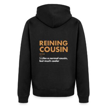 Pure Cousin Definition Reining - Unisex Premium Organic Zip Hoodie - black - Back - Nico (187cm)