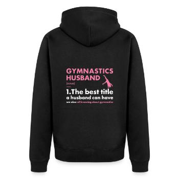 Sport Husband Gymnastics - Unisex Premium Bio Zip Hoodie - Schwarz - Hinten - Nico (187cm)