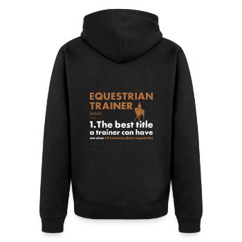 Sports Trainer Definition Equestrian - Unisex Premium Organic Zip Hoodie - black - Back - Nico (187cm)