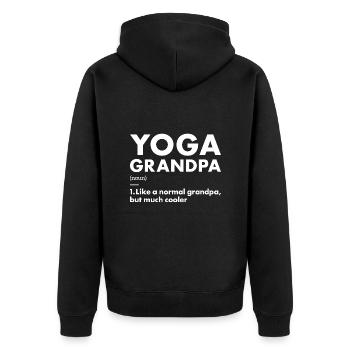Yogi Grandpa Definition Yoga - Unisex Premium Bio Zip Hoodie - Schwarz - Hinten - Nico (187cm)