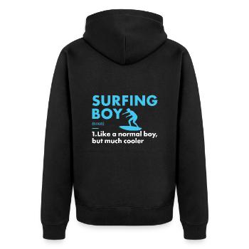 Sport Boy Surfing - Unisex Premium Bio Zip Hoodie - Schwarz - Hinten - Nico (187cm)