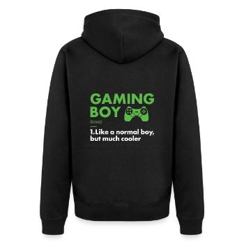 Gamer Boy Definition Gaming - Unisex Premium Organic Zip Hoodie - black - Back - Nico (187cm)