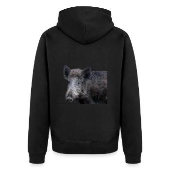 Wild boar Wild boar Pig Sow Pigs - Unisex Premium Organic Zip Hoodie - black - Back - Nico (187cm)