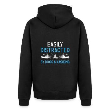 Kayaker Easily Distracted By Dogs And Kayaking - Unisex Premium Bio Zip Hoodie - Schwarz - Hinten - Nico (187cm)