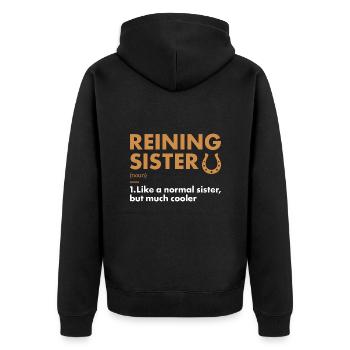 Reiner Sister Definition Reining - Unisex Premium Organic Zip Hoodie - black - Back - Nico (187cm)