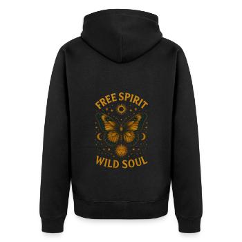 Free Spirit Wild SoulArt - Unisex Premium Bio Zip Hoodie - Schwarz - Hinten - Nico (187cm)