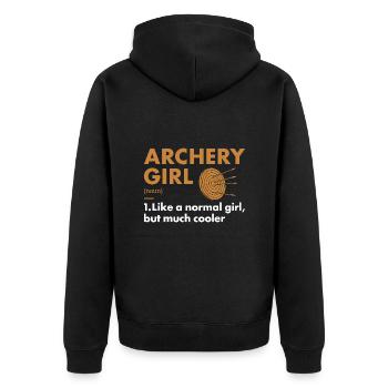 Sport Girl Archery - Unisex Premium Organic Zip Hoodie - black - Back - Nico (187cm)